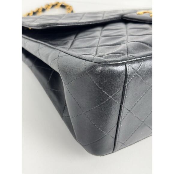Chanel Vintage Maxi Single Flap Bag Black Lambskin Leather B-6 - Picture 8 of 16
